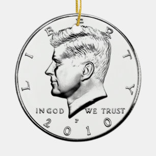 KENNEDY  HALF DOLLAR CERAMIC ORNAMENT