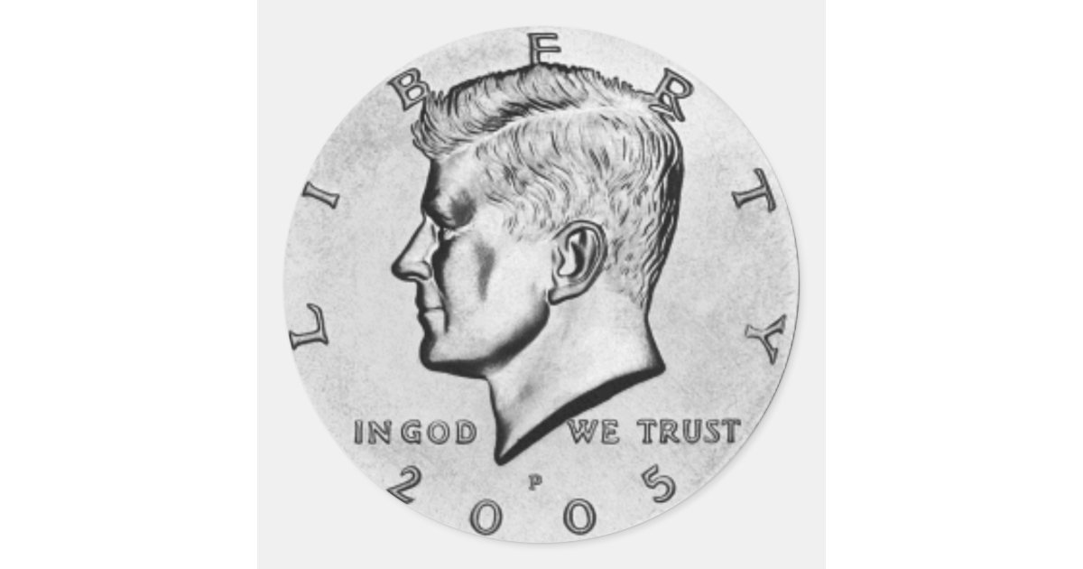 Kennedy Half Dollar Classic Round Sticker | Zazzle
