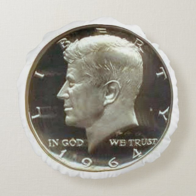 Kennedy Half Dollar Coin Round Pillow. Pillow (Back)