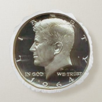 Kennedy Half Dollar Coin Round Pillow. Round Pillow by interstellaryeller at Zazzle