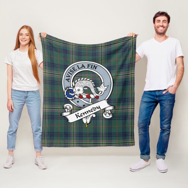 Kennedy Modern Clan Badge Tartan Plaid Fleece Blanket (In Situ)
