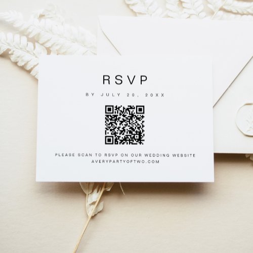 KENNEDY Modern Minimalist QR Code Wedding RSVP Invitation