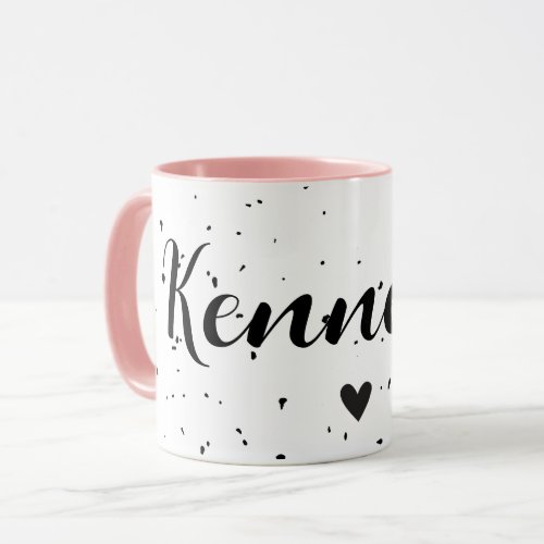 Kennedy Name Minimal Modern Name Heart Speckled Mug