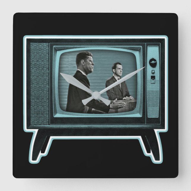 Kennedy Nixon 1960 TV Debate Square Wall Clock (Front)
