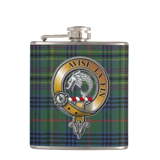 Kennedy Tartan & Badge Flask (Front)