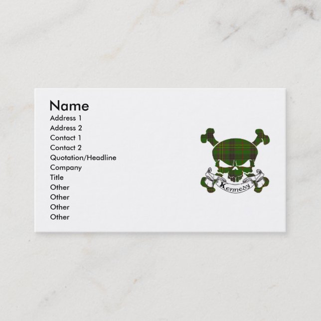 Kennedy Tartan Skull Business Card (Front)