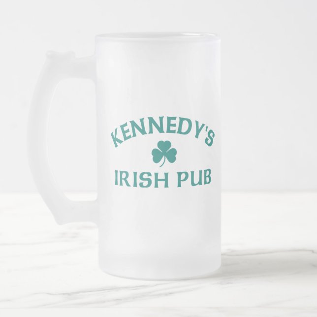 Kennedy's Irish Pub  Frosted Glass Beer Mug (Left)