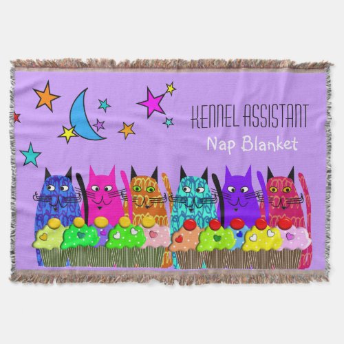 Kennel Assistant Woven Blanket Cats Purple