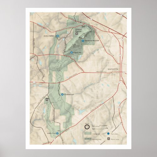 Kennesaw Mountain National Battlefield Park Map  Poster