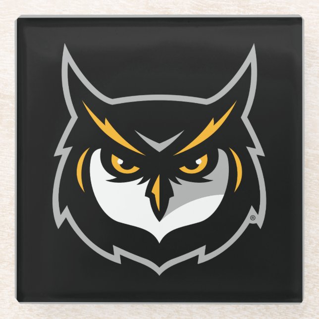 Kennesaw Owl Logo Glass Coaster (Front)