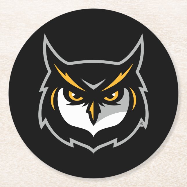 Kennesaw Owl Logo Round Paper Coaster (Front)