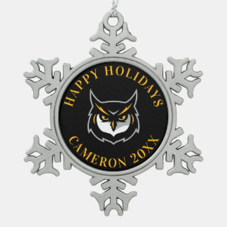 Kennesaw Owl Logo Snowflake Pewter Christmas Ornament