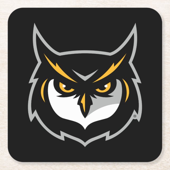 Kennesaw Owl Logo Square Paper Coaster (Front)