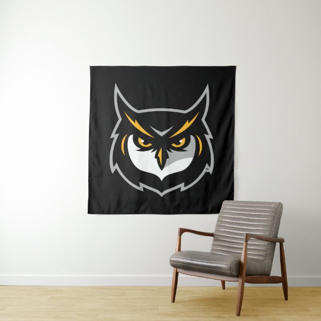 Kennesaw Owl Logo Tapestry (In Situ)