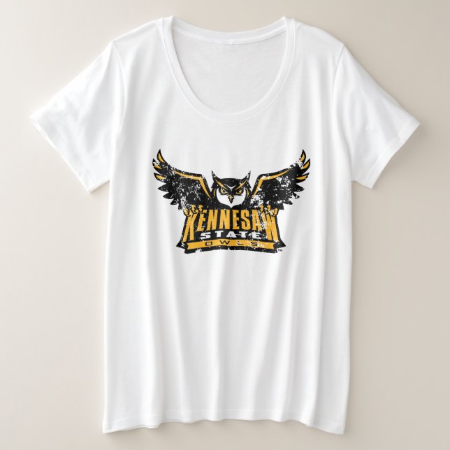 Kennesaw State Owls Distressed Plus Size T-Shirt (Design Front)