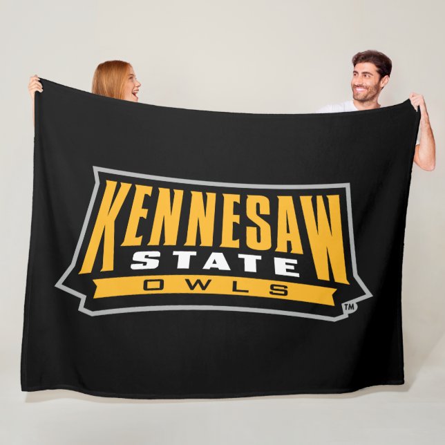 Kennesaw State Owls Word Mark Fleece Blanket (In Situ)