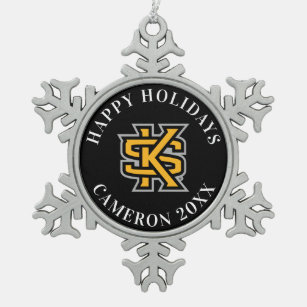 Kennesaw State Primary Mark Snowflake Pewter Christmas Ornament