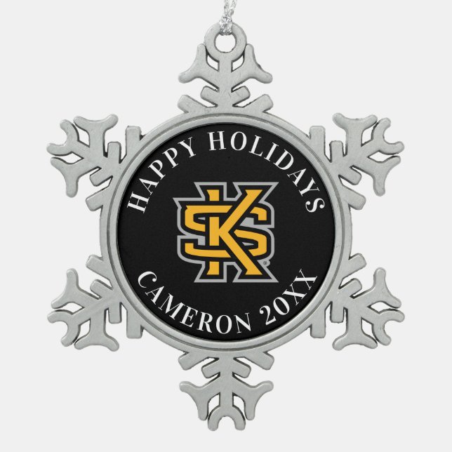Kennesaw State Primary Mark Snowflake Pewter Christmas Ornament (Front)