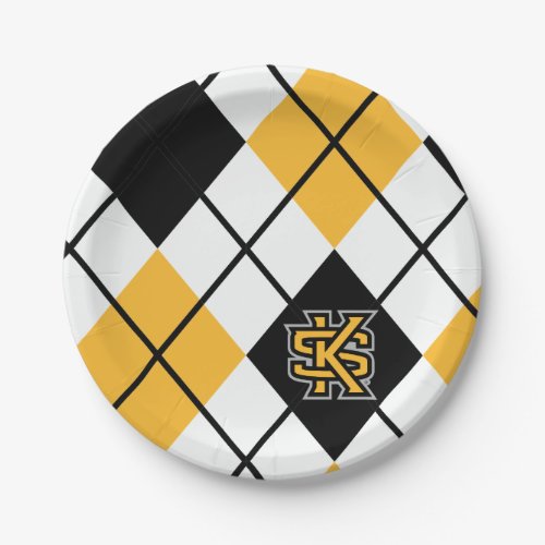 Kennesaw State University Argyle Pattern Paper Plates