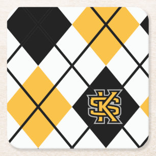 Kennesaw State University Argyle Pattern Square Paper Coaster