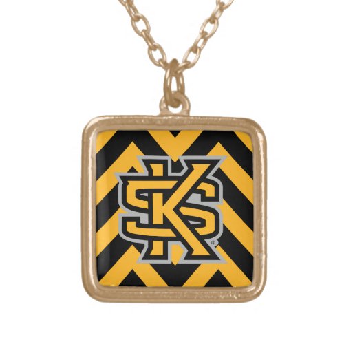 Kennesaw State University Chevron Pattern Gold Plated Necklace
