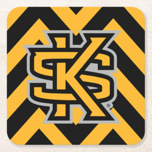 Kennesaw State University Chevron Pattern Square Paper Coaster