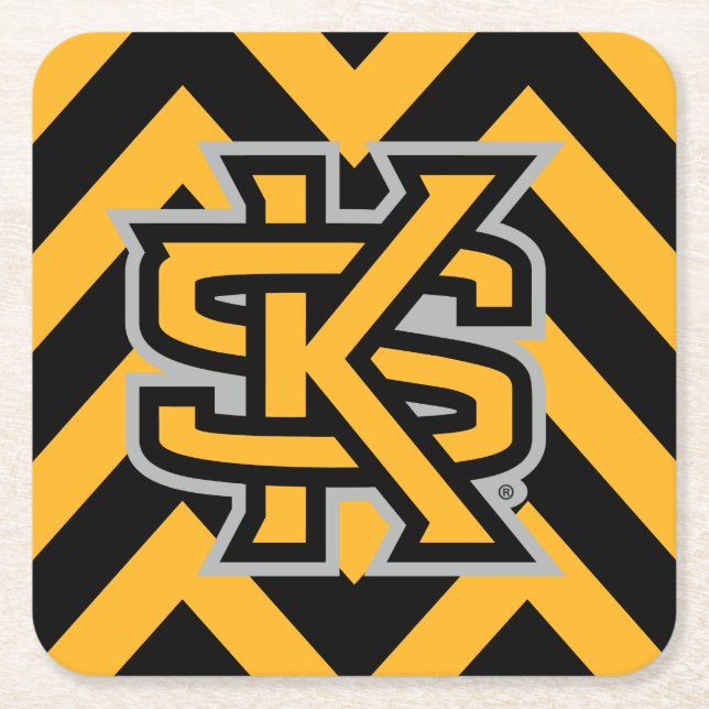 Kennesaw State University Chevron Pattern Square Paper Coaster (Front)