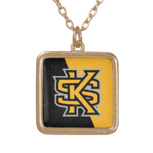 Kennesaw State University Color Block Distressed Gold Plated Necklace