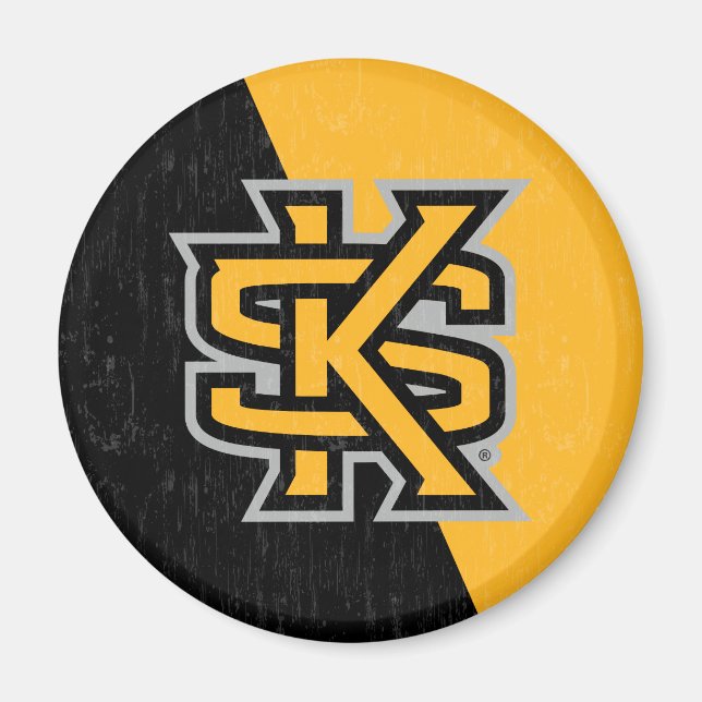 Kennesaw State University Color Block Distressed Magnet (Front)