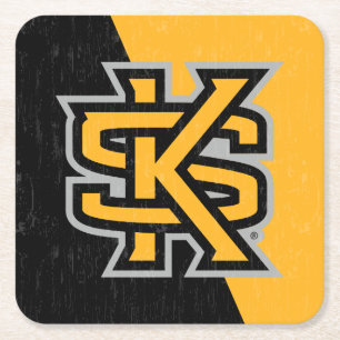 Kennesaw State University Color Block Distressed Square Paper Coaster