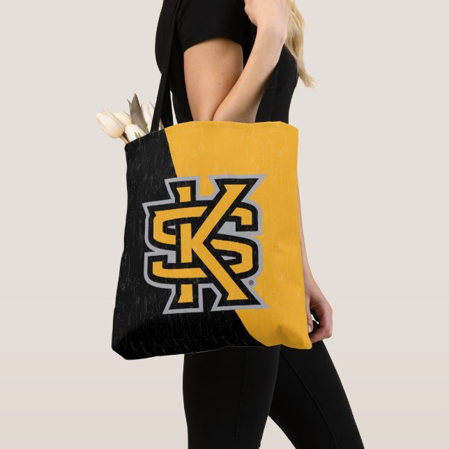 Kennesaw State University Color Block Distressed Tote Bag (Close Up)