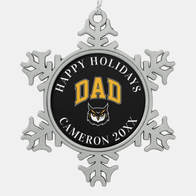 Kennesaw State University Dad Snowflake Pewter Christmas Ornament (Front)