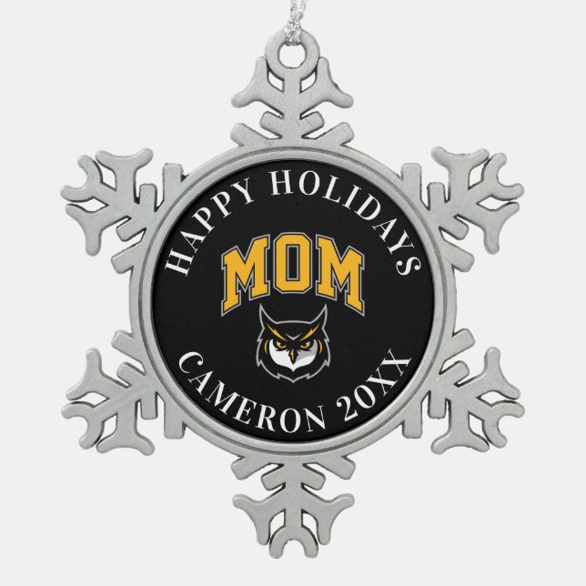 Kennesaw State University Mom Snowflake Pewter Christmas Ornament (Front)