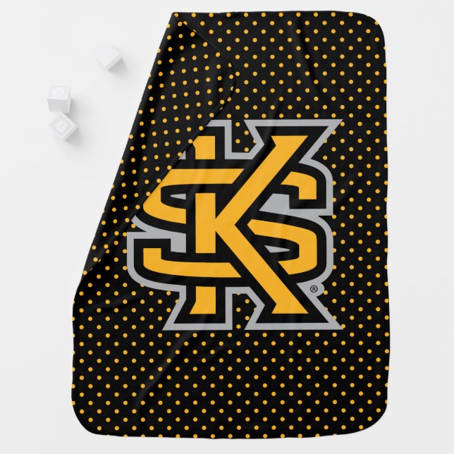 Kennesaw State University Polka Dot Pattern Baby Blanket (In Situ)