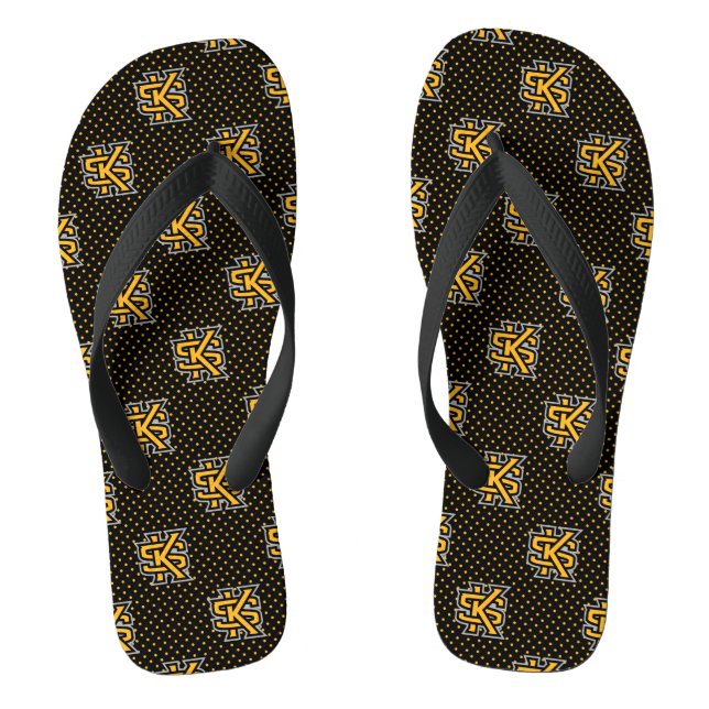 Kennesaw State University Polka Dot Pattern Flip Flops (Footbed)