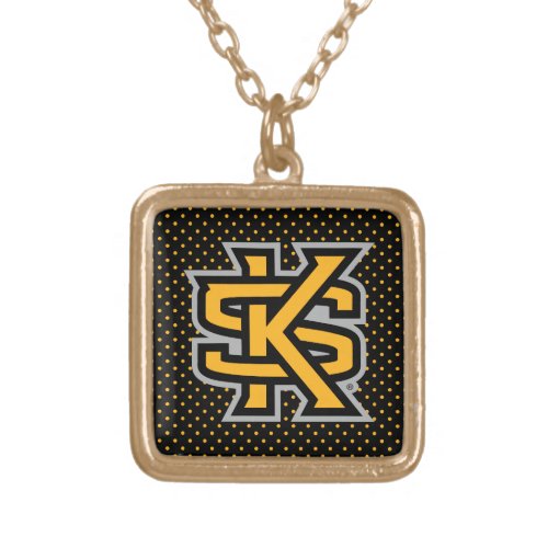Kennesaw State University Polka Dot Pattern Gold Plated Necklace