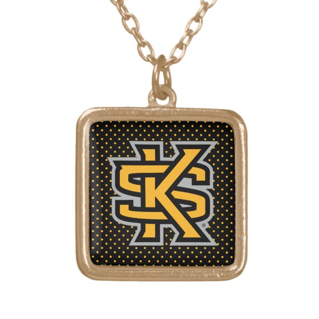 Kennesaw State University Polka Dot Pattern Gold Plated Necklace (Front)