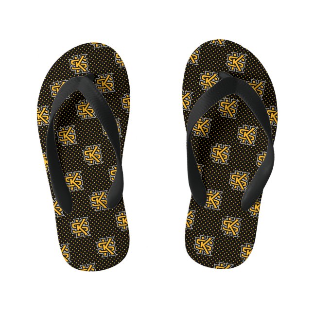 Kennesaw State University Polka Dot Pattern Kid's Flip Flops (Footbed)