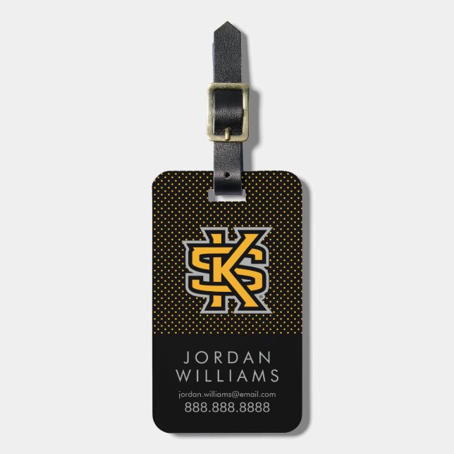 Kennesaw State University Polka Dot Pattern Luggage Tag (Front Vertical)