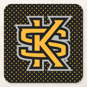 Kennesaw State University Polka Dot Pattern Square Paper Coaster