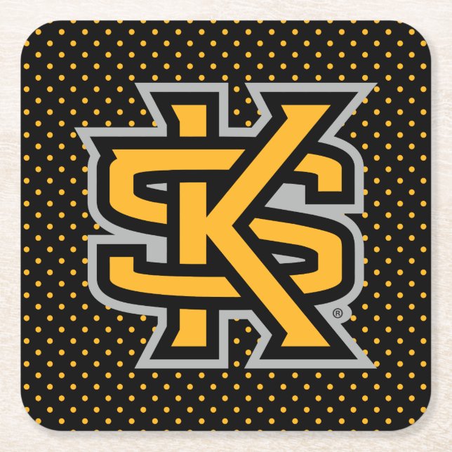 Kennesaw State University Polka Dot Pattern Square Paper Coaster (Front)