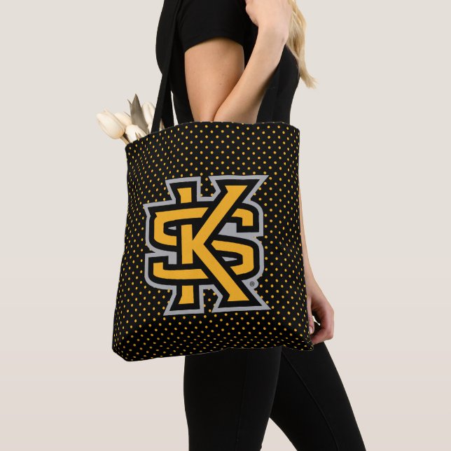 Kennesaw State University Polka Dot Pattern Tote Bag (Close Up)