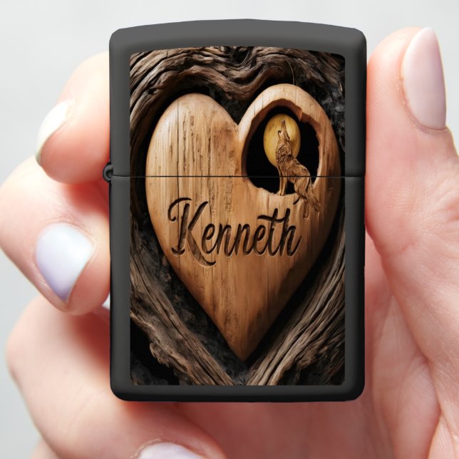 Kenneth's Carved Heart Zippo Lighter (In Hand)