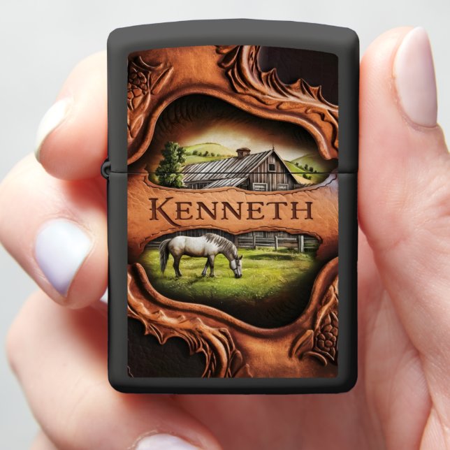 Kenneth's Country Scene Zippo Lighter (In Hand)
