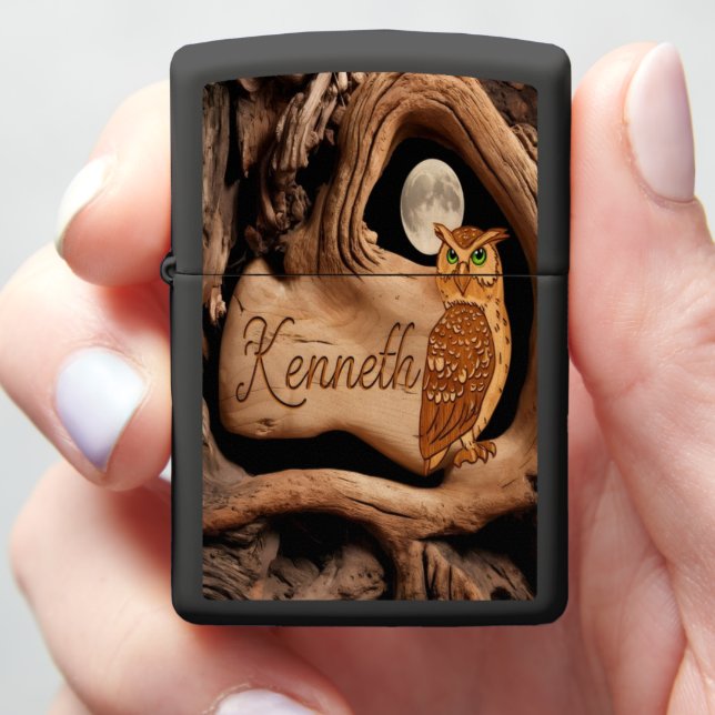 Kenneth's Moonlight Owl Zippo Lighter (In Hand)