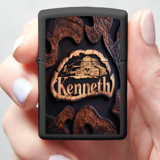 Kenneth's Rustic Barn Zippo Lighter (In Hand)