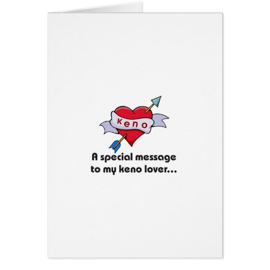 Keno cards: Special message to my Keno lover Cards (Front)