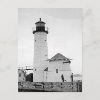 Kenosha North Pier Lighthouse Postcard by Alleycatshirts at Zazzle