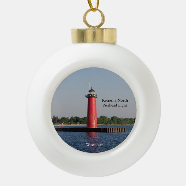 Kenosha North Pierhead ball or snowflake ornament (Front)