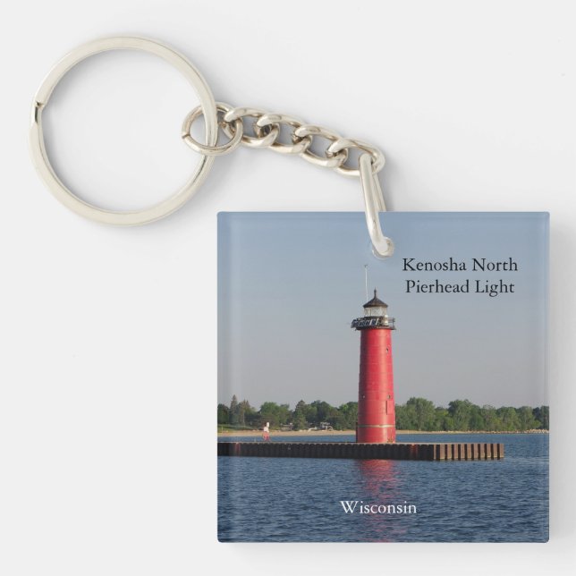 Kenosha North Pierhead Light acrylic keychain (Front)